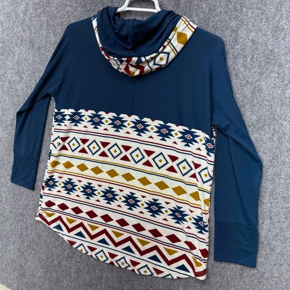 Lularoe Amber hooded shirt‎ top women's size XL aztec mid western design - Picture 12 of 14